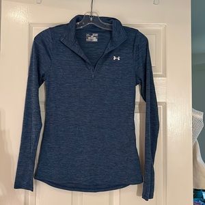 Under Armour blue quarter workout zip, long sleeve